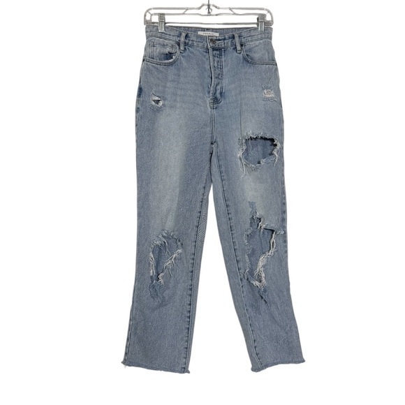 PacSun High Rise Straight Leg Jeans Distressed Light Wash Size 26 Denim - Picture 1 of 10